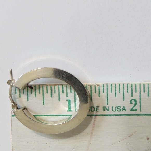 Sterling Silver Hoop Earrings Italian Made Oval 7.05 gm - Picture 3 of 8